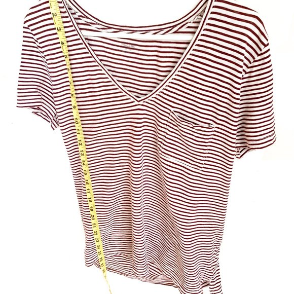madewell cotton v-neck pocket tee in simone stripe - Picture 3 of 4